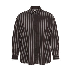 ONLY CARMAKOMA Liah stripe skjorte - Coffee Bean