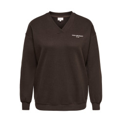 ONLY CARMAKOMA Slow loose print sweatshirt - Coffee Bean