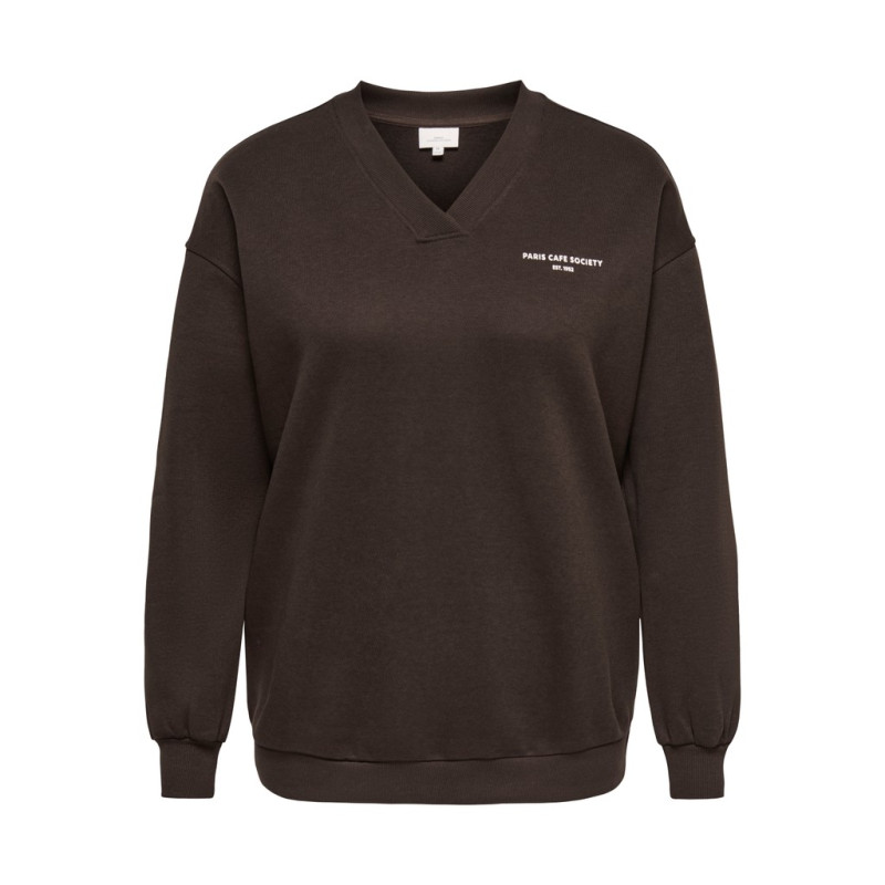 ONLY CARMAKOMA Slow loose print sweatshirt - Coffee Bean