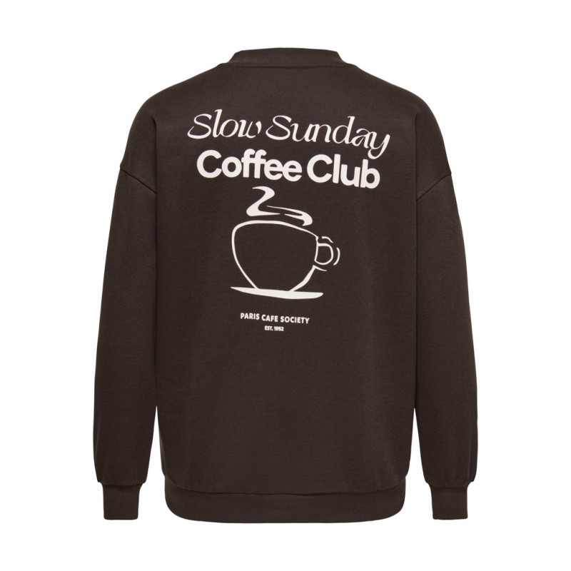 ONLY CARMAKOMA Slow loose print sweatshirt - Coffee Bean