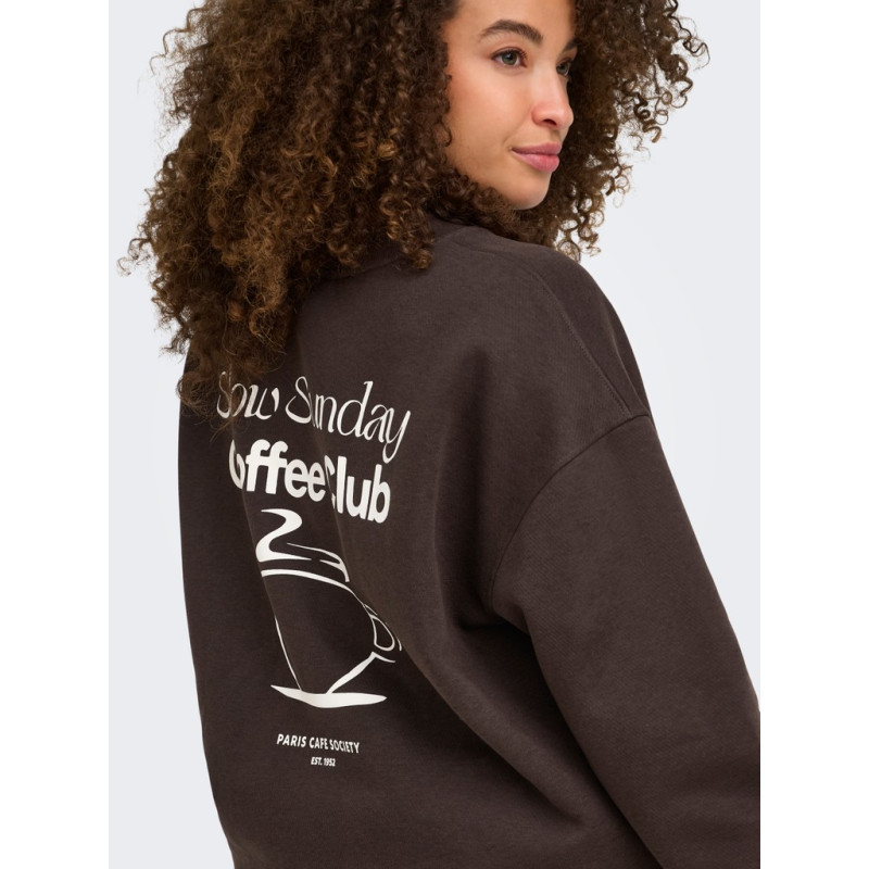 ONLY CARMAKOMA Slow loose print sweatshirt - Coffee Bean