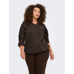 ONLY CARMAKOMA Slow loose print sweatshirt - Coffee Bean