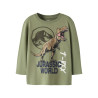 NAME IT MINI Dreng - Otti Jurassic langærmet bluse - Mosstone