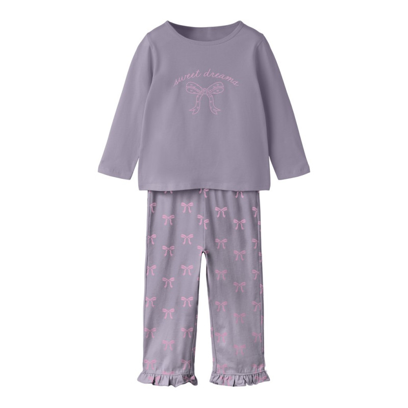 NAME IT MINI Pige - Raniq nattøjssæt - Lavender Gray