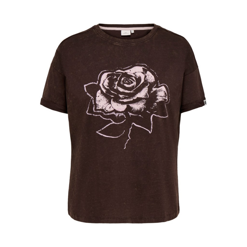 ONLY CARMAKOMA Cortado print T-shirt - Coffee Bean