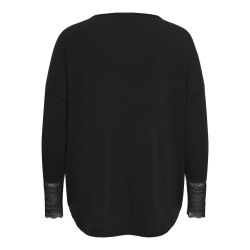 ONLY CARMAKOMA Lamour lace cuff bluse - Black