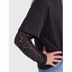 KIDS ONLY Lia lace sleeve langærmet T-shirt - Black