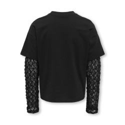 KIDS ONLY Lia lace sleeve langærmet T-shirt - Black