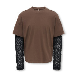 KIDS ONLY Lia lace sleeve langærmet T-shirt - Bracken