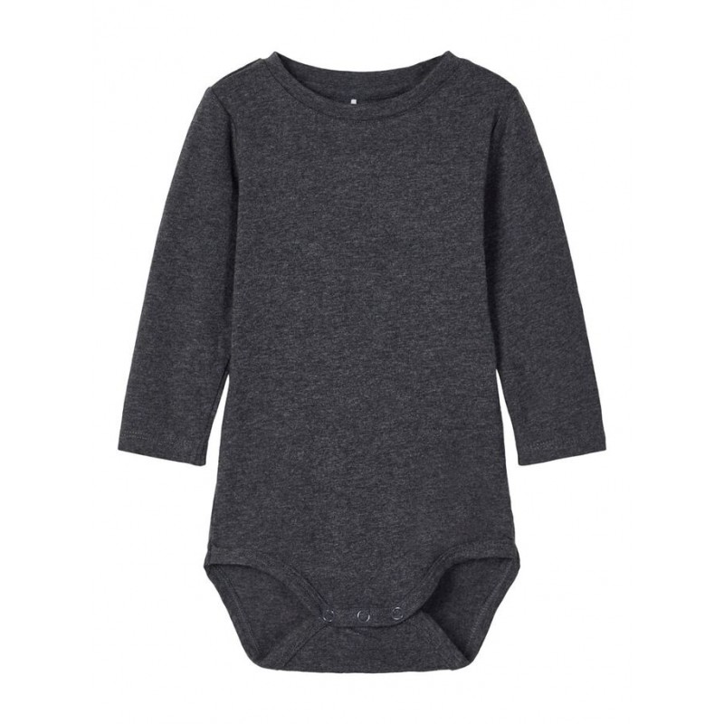 NAME IT BABY REJA LANGÆRMET BODY - Dark Grey Melange