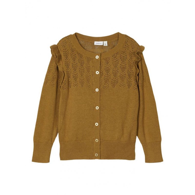 NAME IT Mini LS Strik Cardigan - Medal Bronze