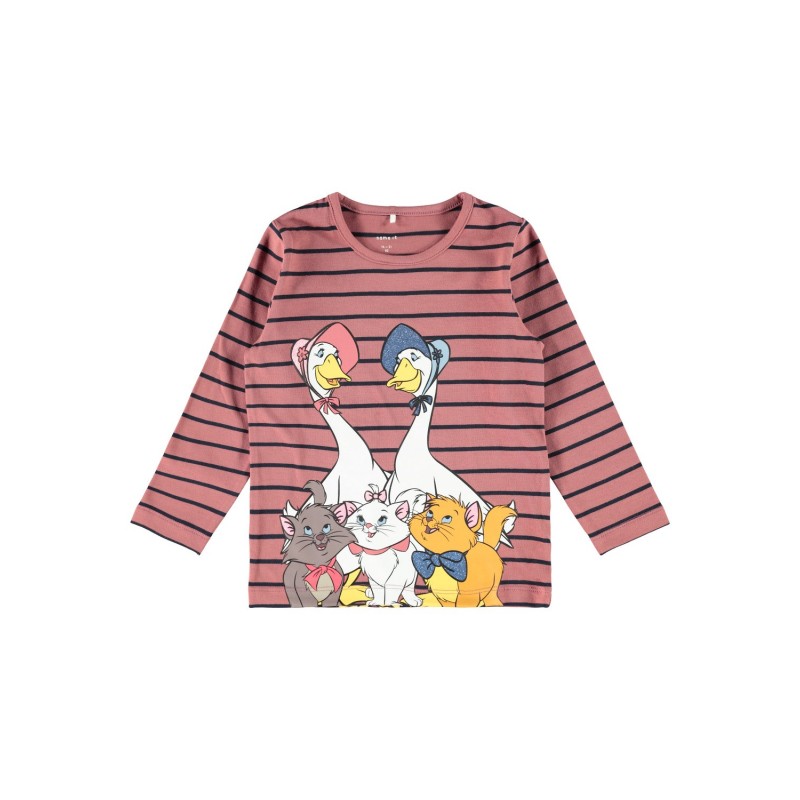 Name It Mini Aristocats langærmet Top - Whitered Rosa