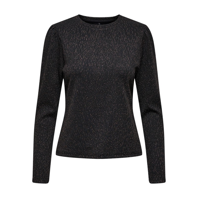 ONLY FANCY L/S Med Guld GLITTER TOP - BLACK/MULCH