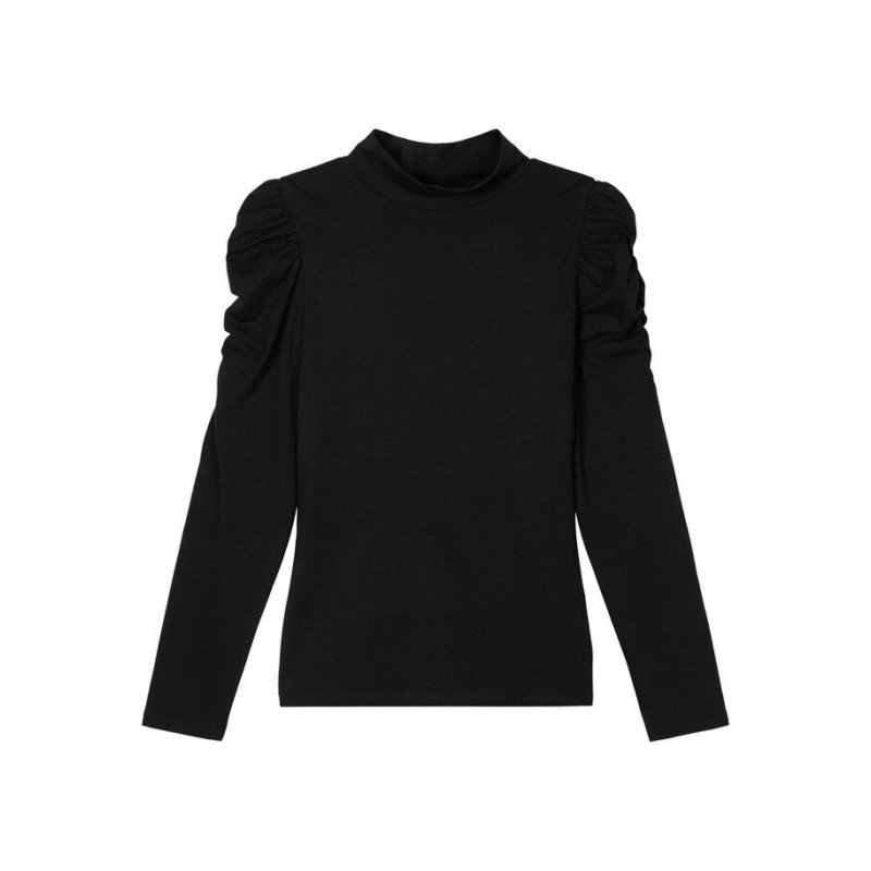 LMTD SANNAH L/S TURTLENECK TOP M. PUFF SLEEVES - BLACK