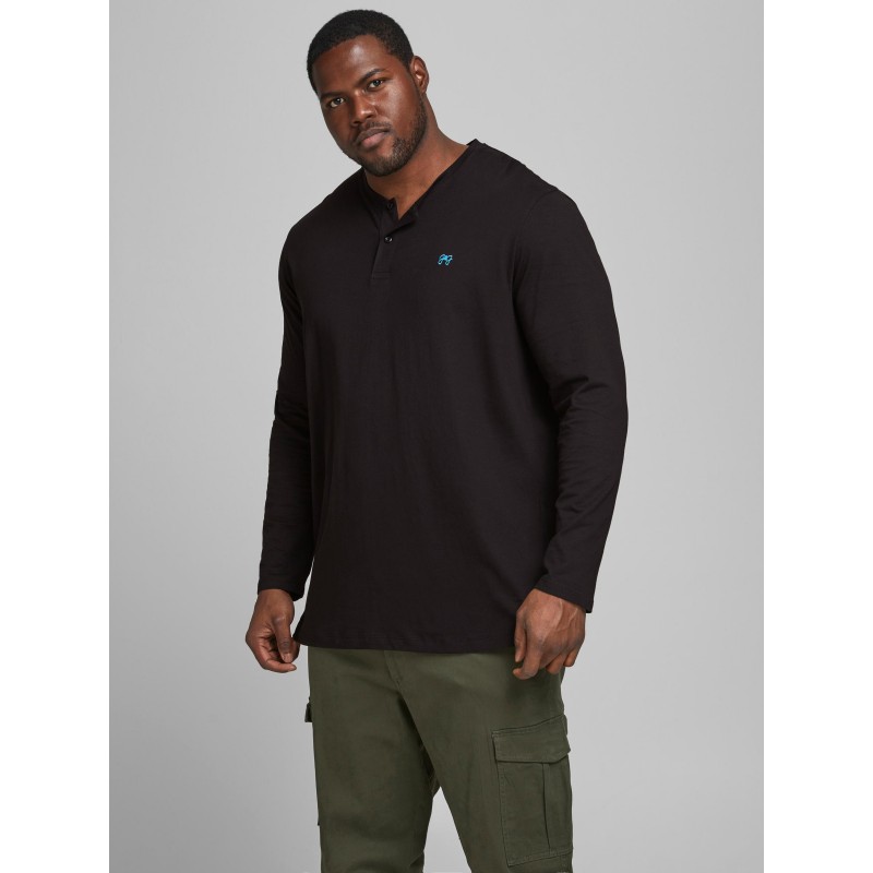 JACK & JONES PLUS BOND L/S GRANDDAD PS- BLACK