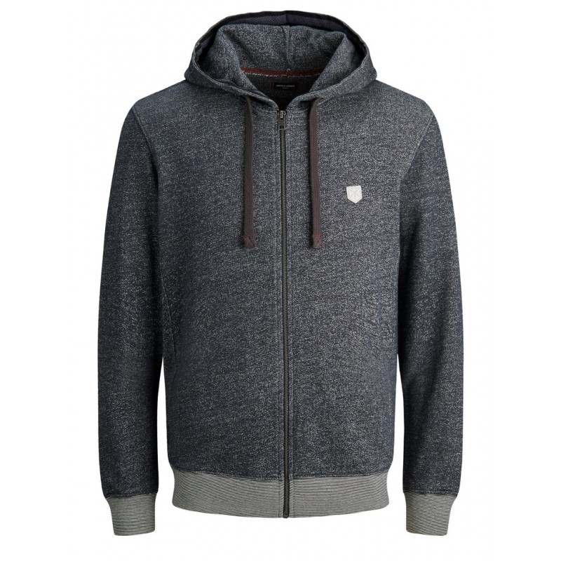 JACK & JONES Blurickey Zip Hoodie - Dark Grey Melange