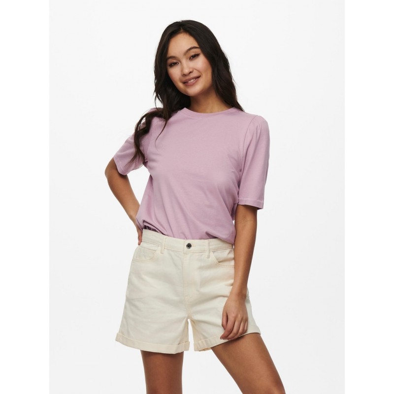 Only Nora T-shirt med korte pufærmer - Mauve Shadows