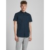 JACK & JONES Slim Fit S/S Skjorte Med Print - Navy Blazer