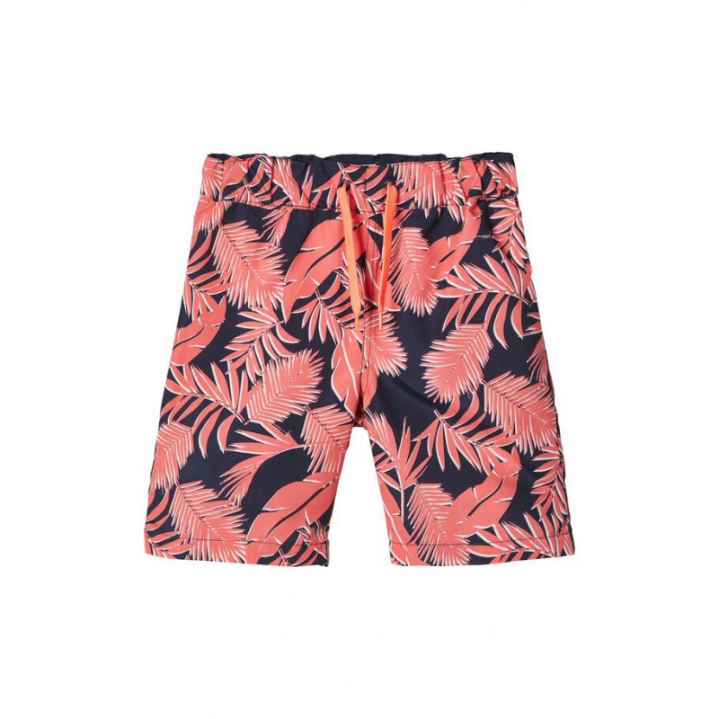 Name It Kids Zaxx lange badeshorts - Neon Coral