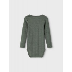 NAME IT MINI merionuld langærmet bodystocking - Duck Green
