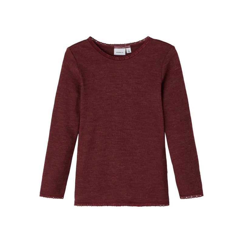 NAME IT Mini Wang Nål Uld Bluse - Red Mahogany