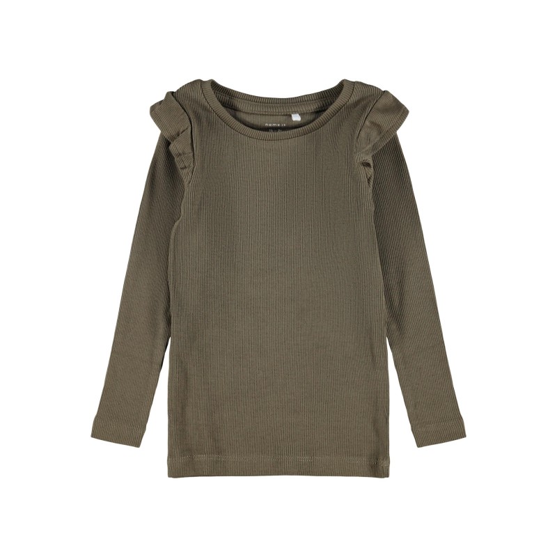 NAME IT Mini Lise Slim Bluse - Stone Gray