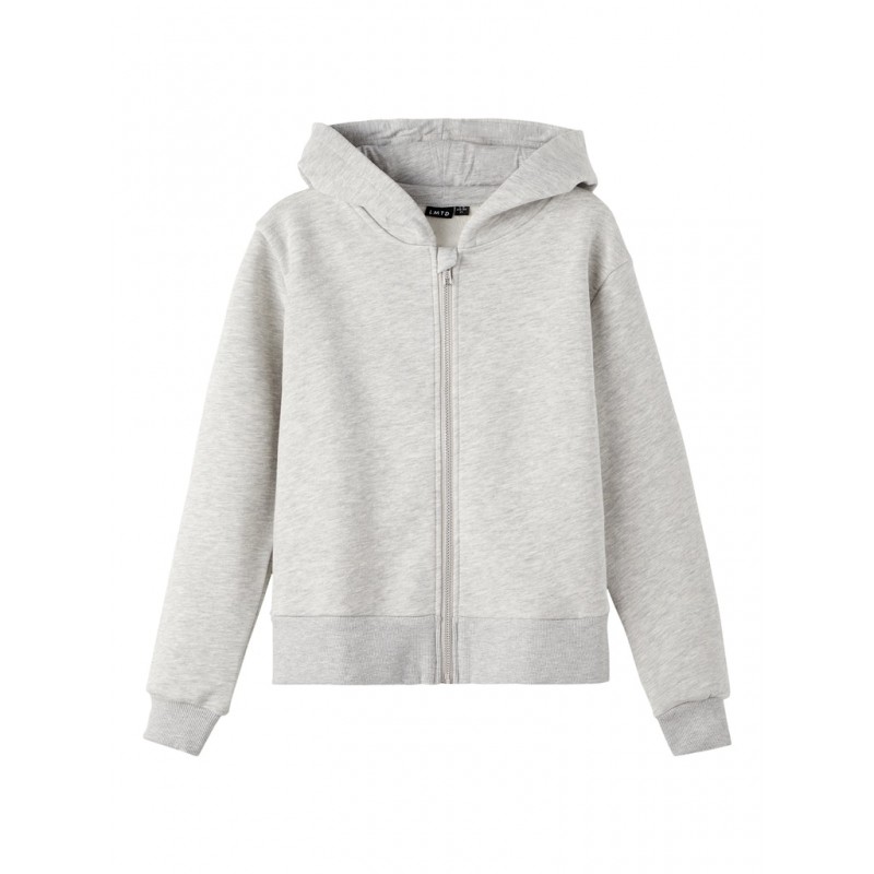 LMTD pige - Opal langærmet kort sweat lynlås cardigan - Light Grey Melange