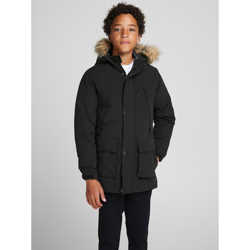 JACK & JONES JUNIOR PARKA MED HÆTTE - SORT