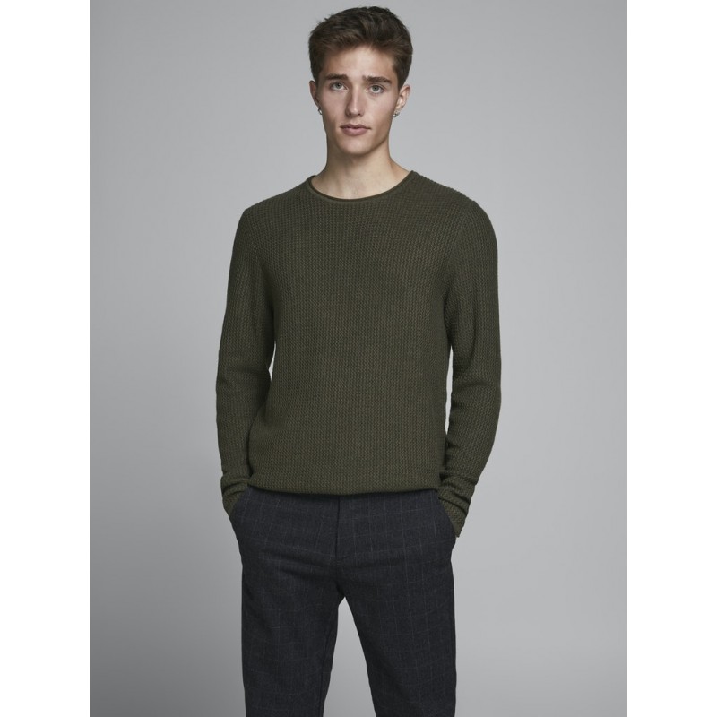 JACK & JONES BLUCARLOS CREWNECK SWEATSHIRT - OLIVE NIGHT