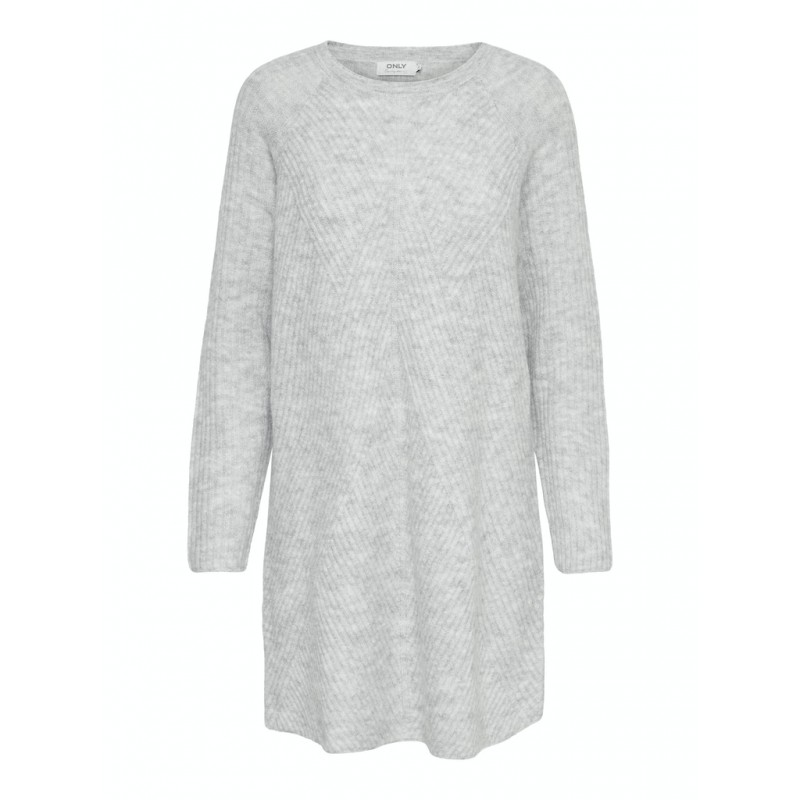 ONLY Carol L/S Strik Kjole - Light Grey Melange
