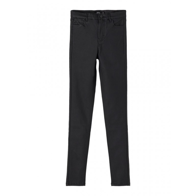 LMTD Coated skinny højtaljet bukser - Black
