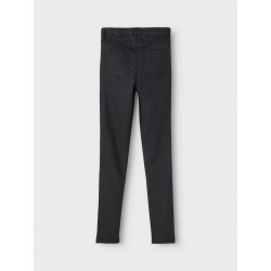 LMTD Coated skinny højtaljet bukser - Black