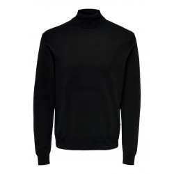ONLY & SONS WYLER LIFE ROLL KNIT NECK - BLACK
