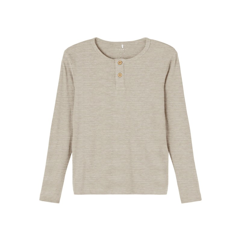 NAME IT Mini Rib L/S Top - Peyote melange