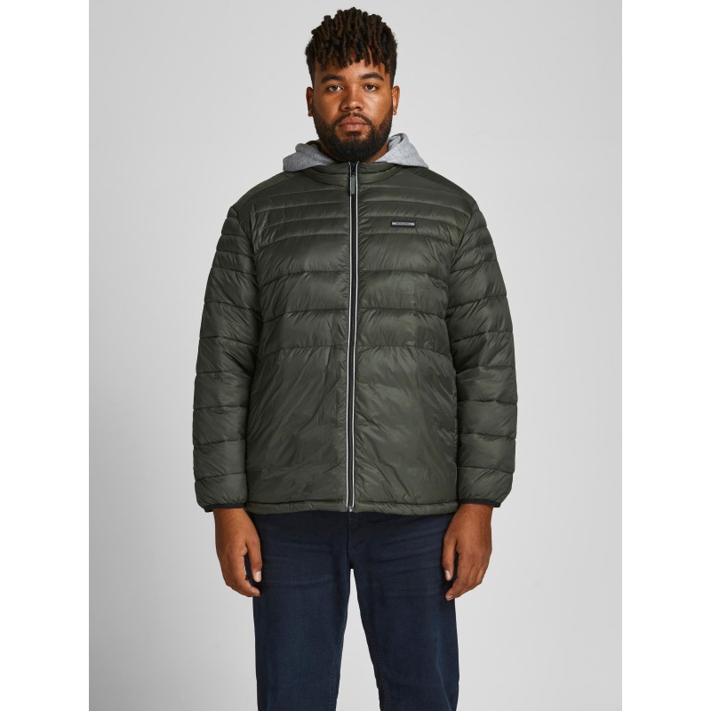 JACK & JONES PLUS EACE PUFFER COLLAR JACKET - FOREST NIGHT