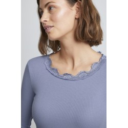 Fransa Zamond langærmet T-shirt med blonde kant - Blue Denim