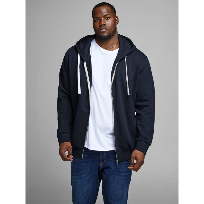 JACK & JONES PLUS HOLMEN SWEAT ZIP HOOD - NAVY BLAZER