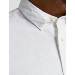 JACK & JONES PLUS Langærmet Hør Skjorte - Hvid