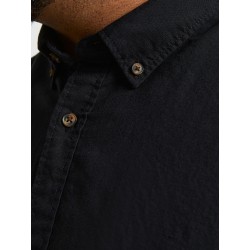 JACK & JONES PLUS Langærmet Hør Skjorte - Sort