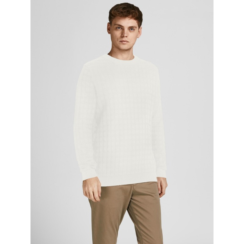 Jack & Jones strik pullover med struktur - Cloud Dancer