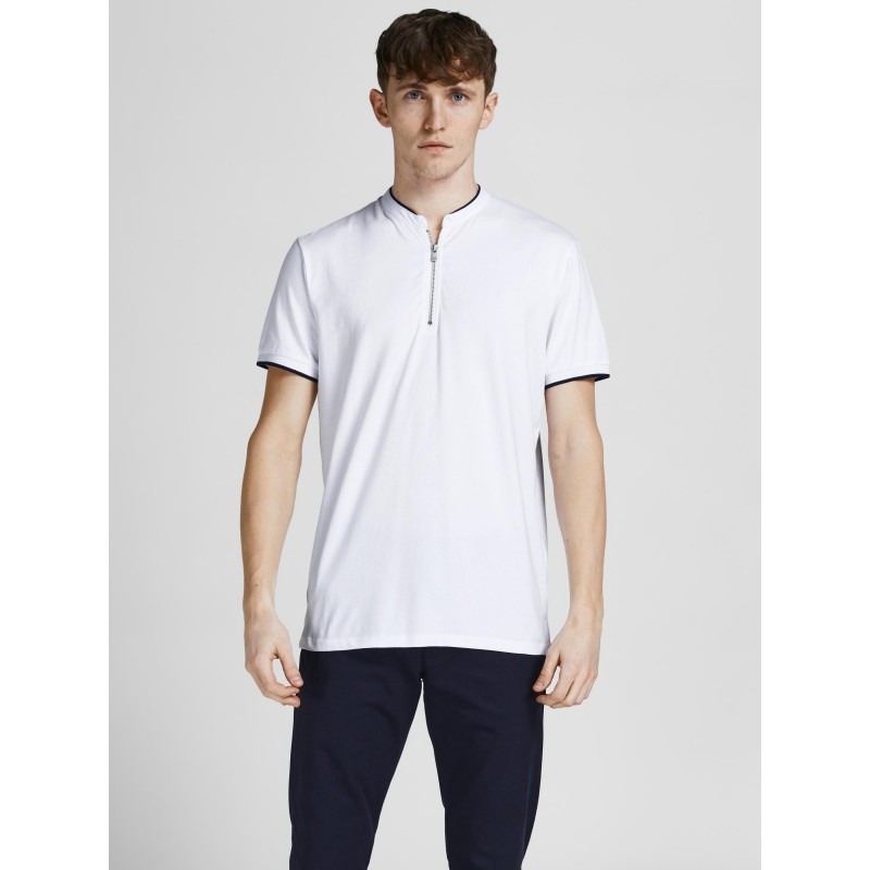 JACK & JONES Kortærmet Polo M. Lynlås - Hvid