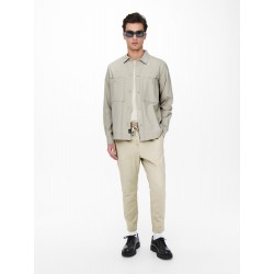 Only & Sons Dash long sleeve stretch overshirt - Silver Lining