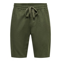 Only & Sons Linus hørblandings shorts - Olive Night