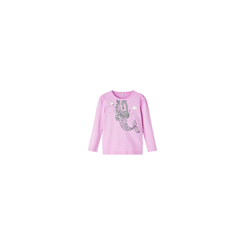 Name It Mini langærmet bluse havfrue print - Orchid