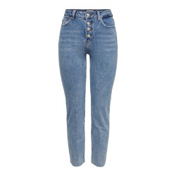 Only Emily højtaljet cropped jeans - Light Blue Denim