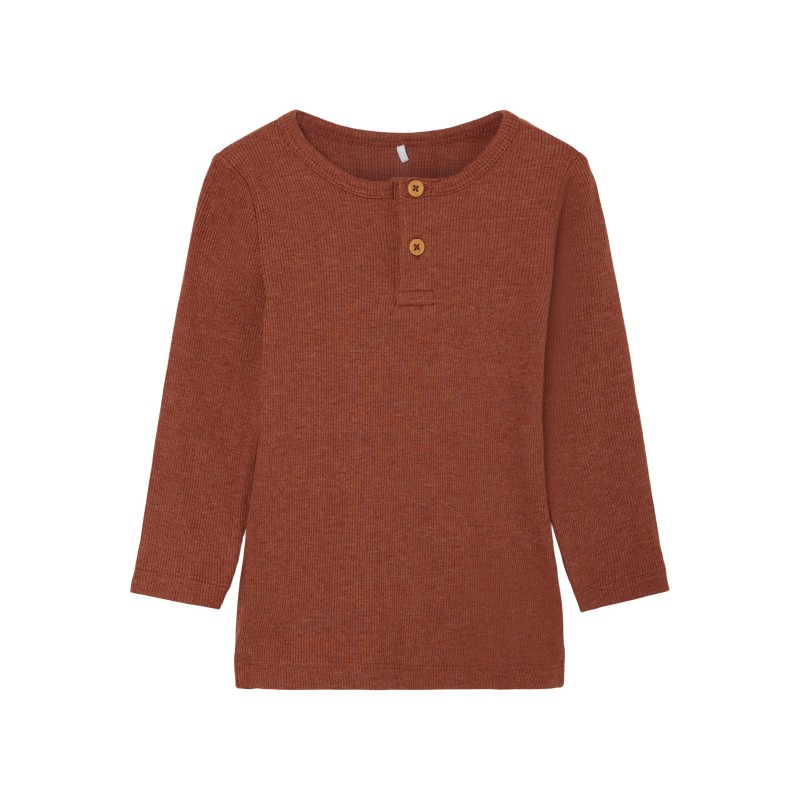 NAME IT Mini Rib L/S Top - Coconut Shell