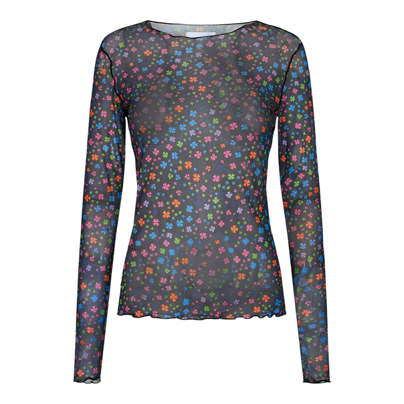 Libertè langærmet mesh top - Multicolor Clover