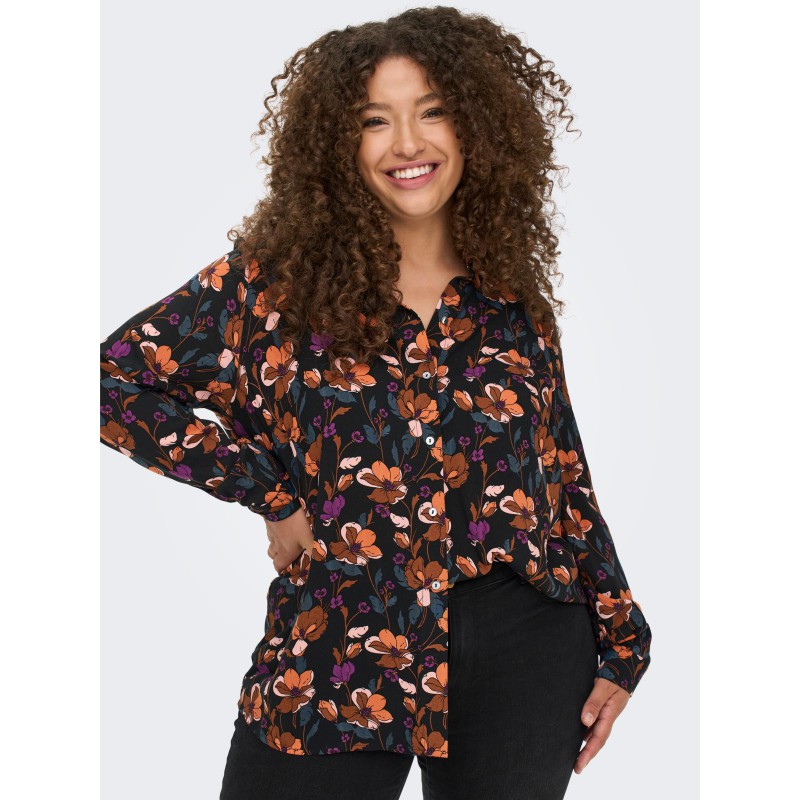 Only Carmakoma Plus Size Lolli langærmet skjorte - Sort