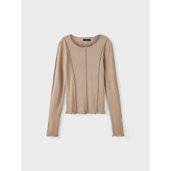 LMTD Fraw Langærmet Kort Top - Mocha Meringue