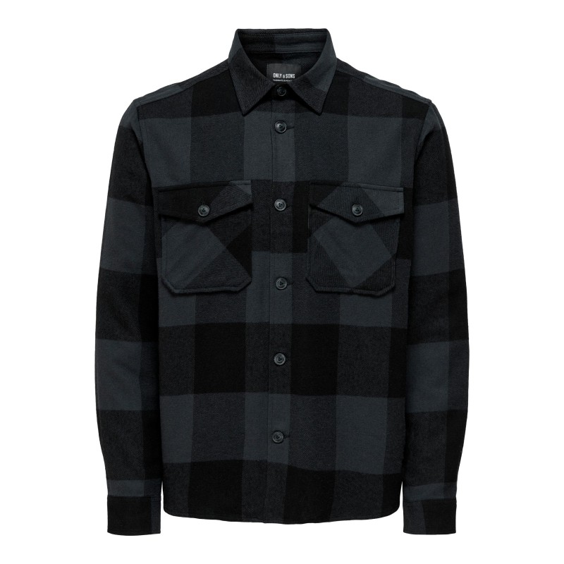 ONLY & SONS Milo Langærmet Ternet Overshirt - Dark Navy